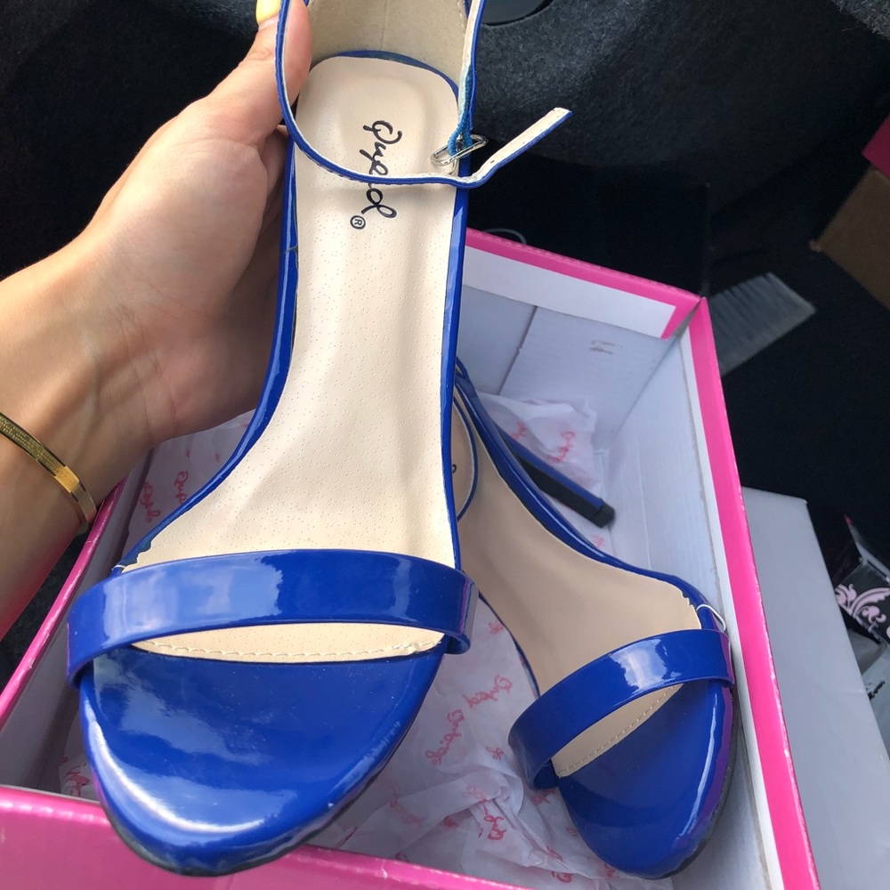 Qupid cobalt blue sandal heels